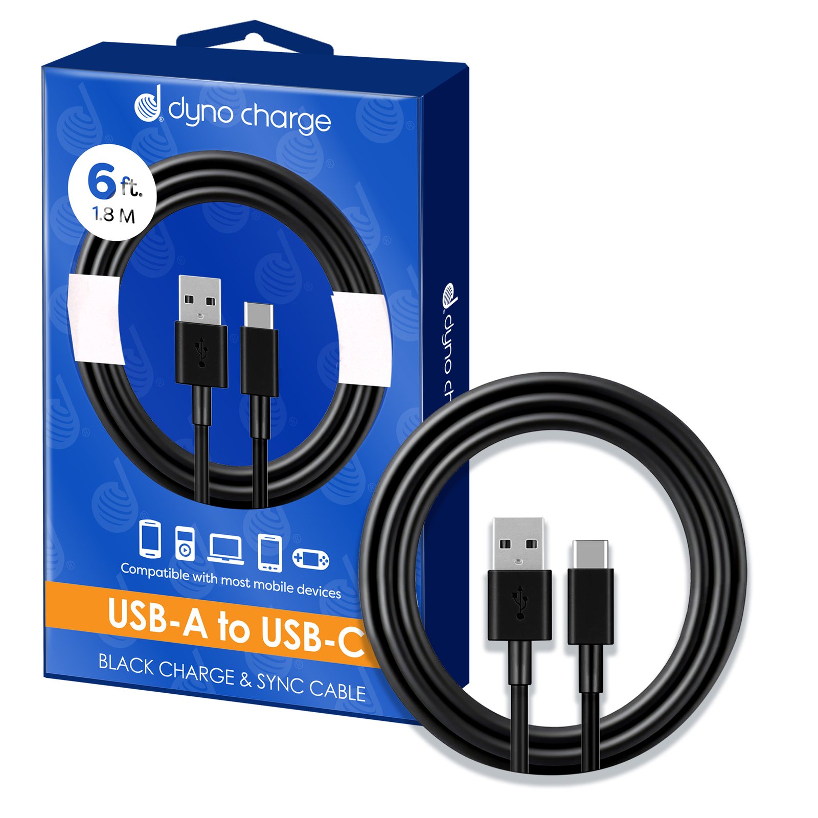 USB A TO C CABLE 6' BLK