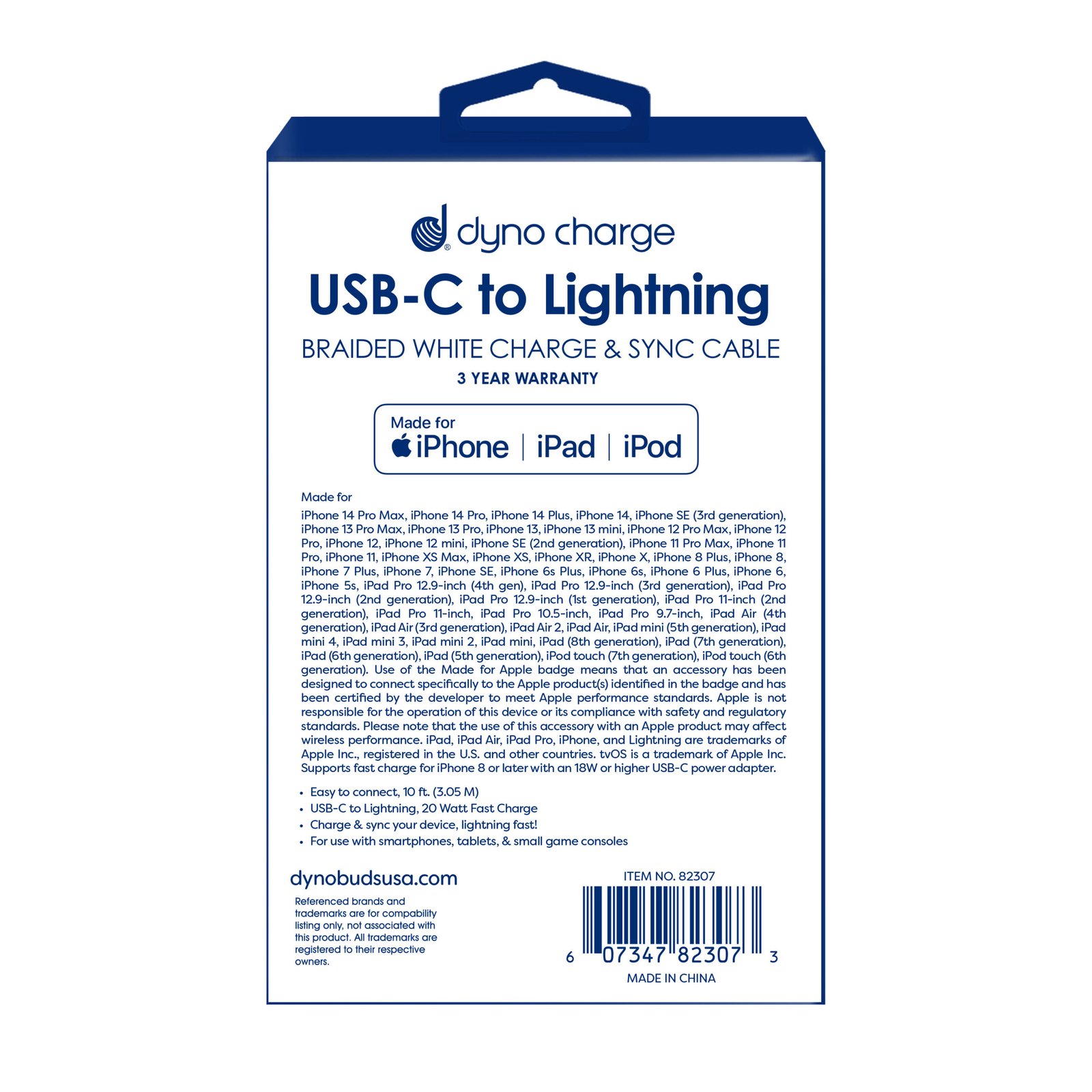 USB C TO LIGHTNING 10' 20W WHITE #82307 - Image 4