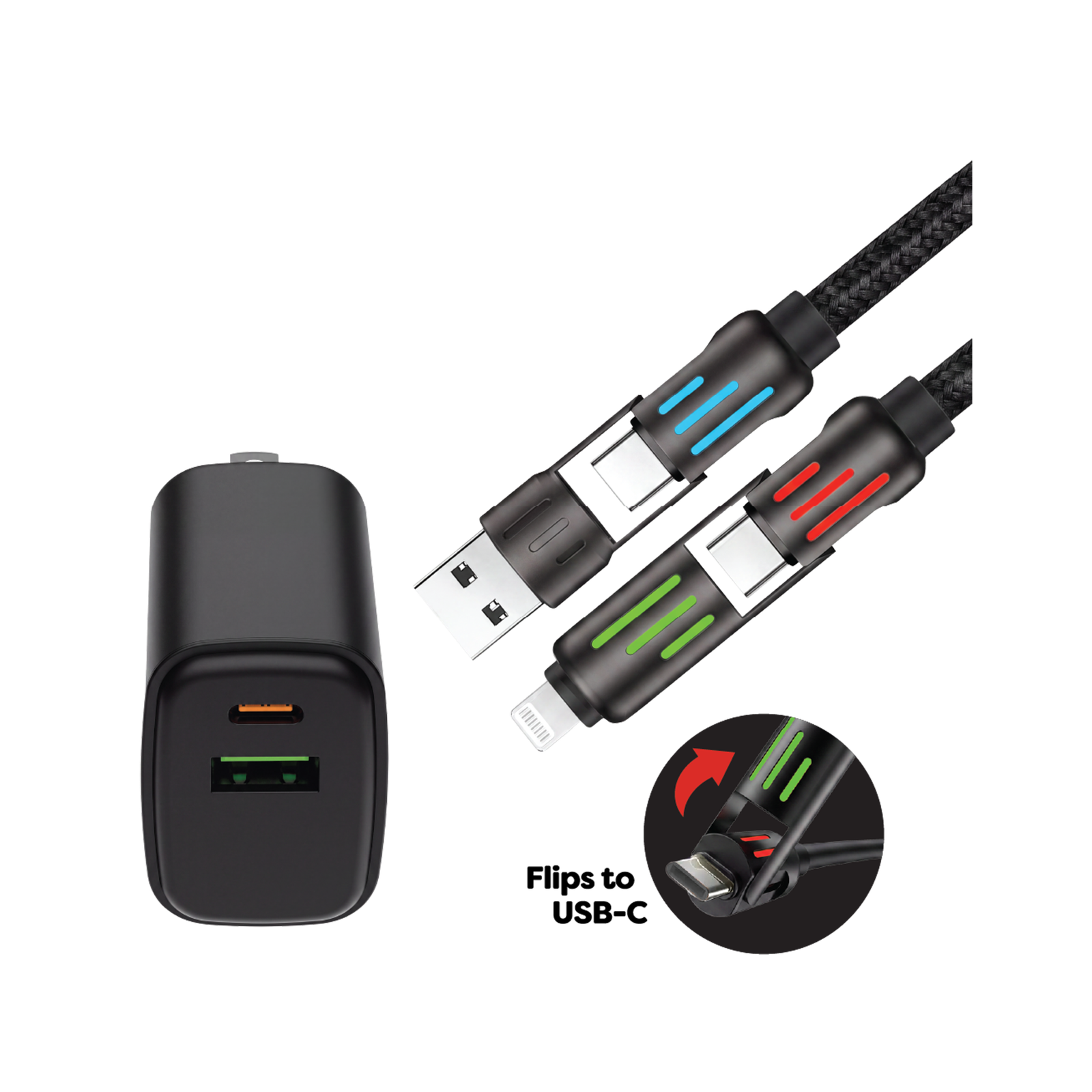 Wall Charger & 4-in-1 Charging Cable 4ft. #12001 - Image 2