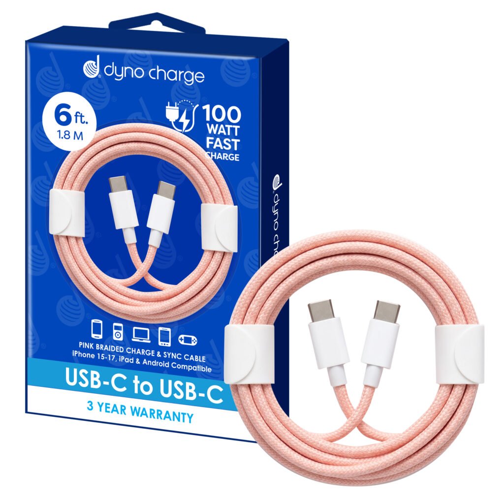 USB-C to USB-C 6 ft. Pink Cable 100W Fast Charge #82106