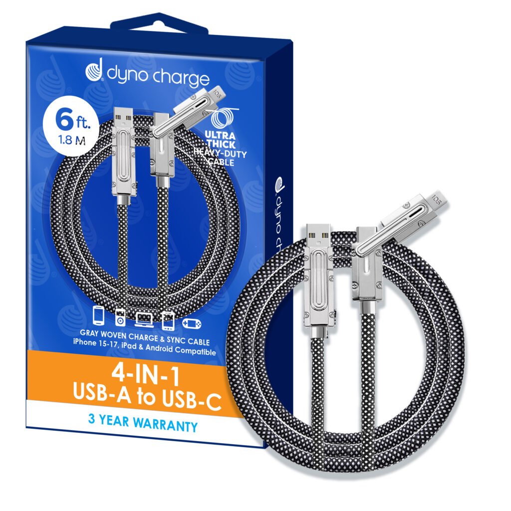 4 in 1 USB A to USB C Cable 6' Gray #82113