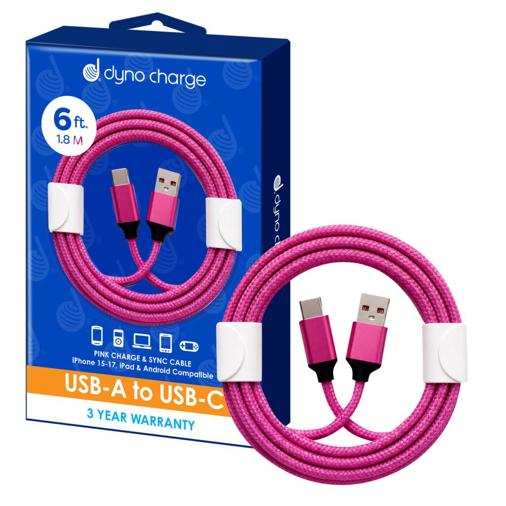 Pink USB-A to USB-C Charging Cable 6 ft. #82115