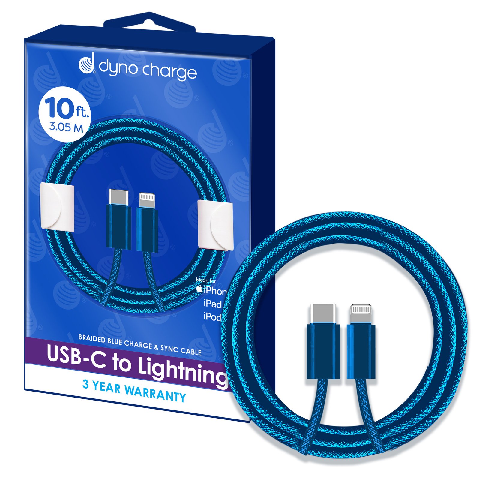 USB TO C LIGHTNING 10FT. 20W BLUE #82306