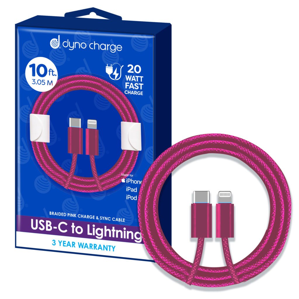 USB C TO LIGHTNING 10FT. PINK #82308
